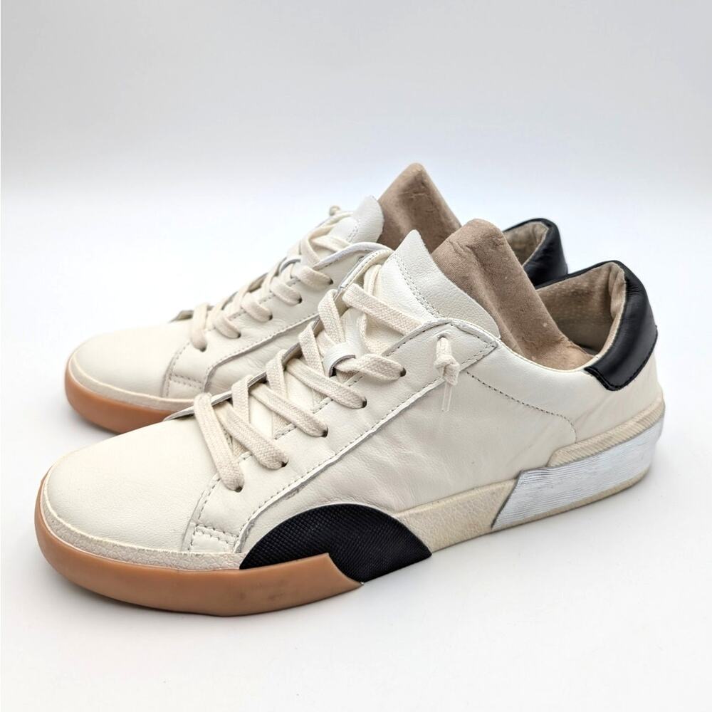 Dolce Vita Zina Lace-Up Sneaker Shoes Leather Women's White/Black Size US8.5